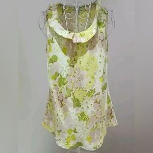 Banana Republic Floral Green Sleeveless Top NWT XL